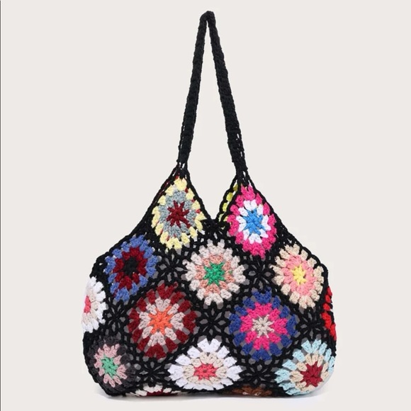Handbags - Flower Print Crochet Bag